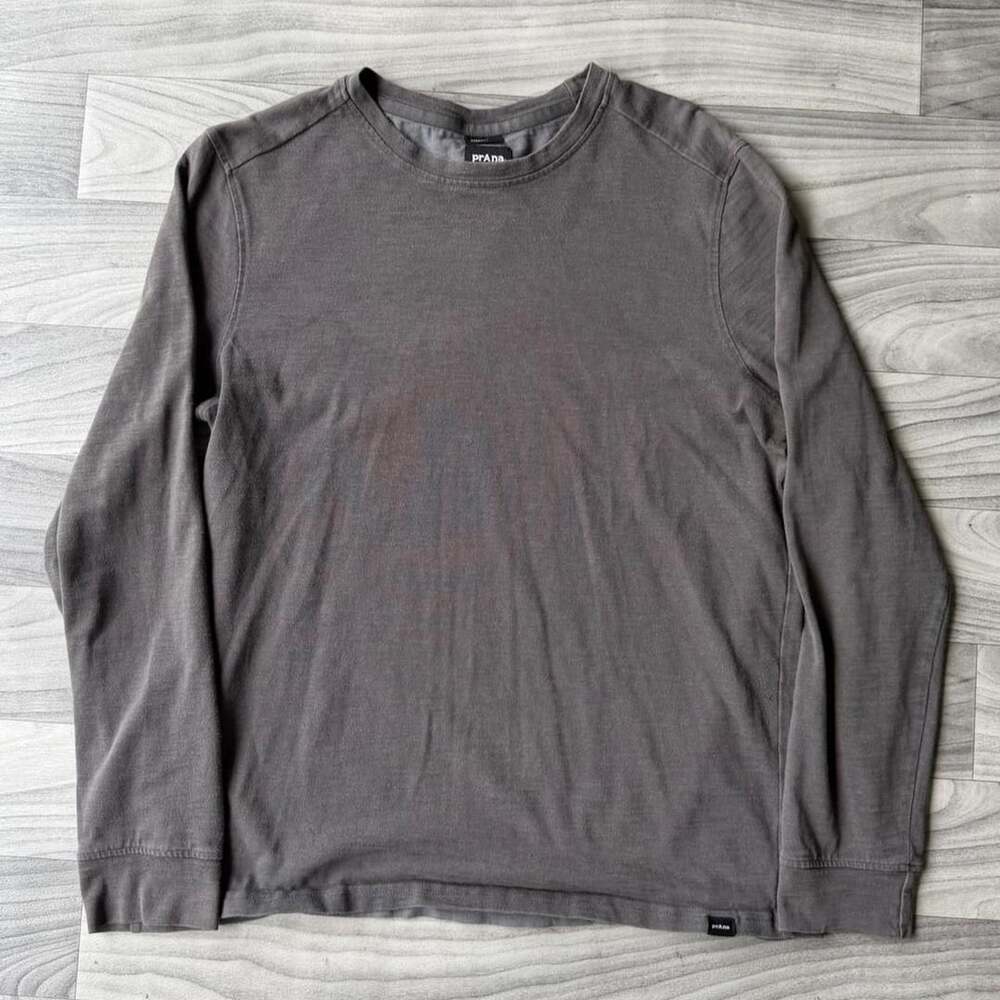 Prana Long Sleeve Thermal Shirt Size S Gray Y2K